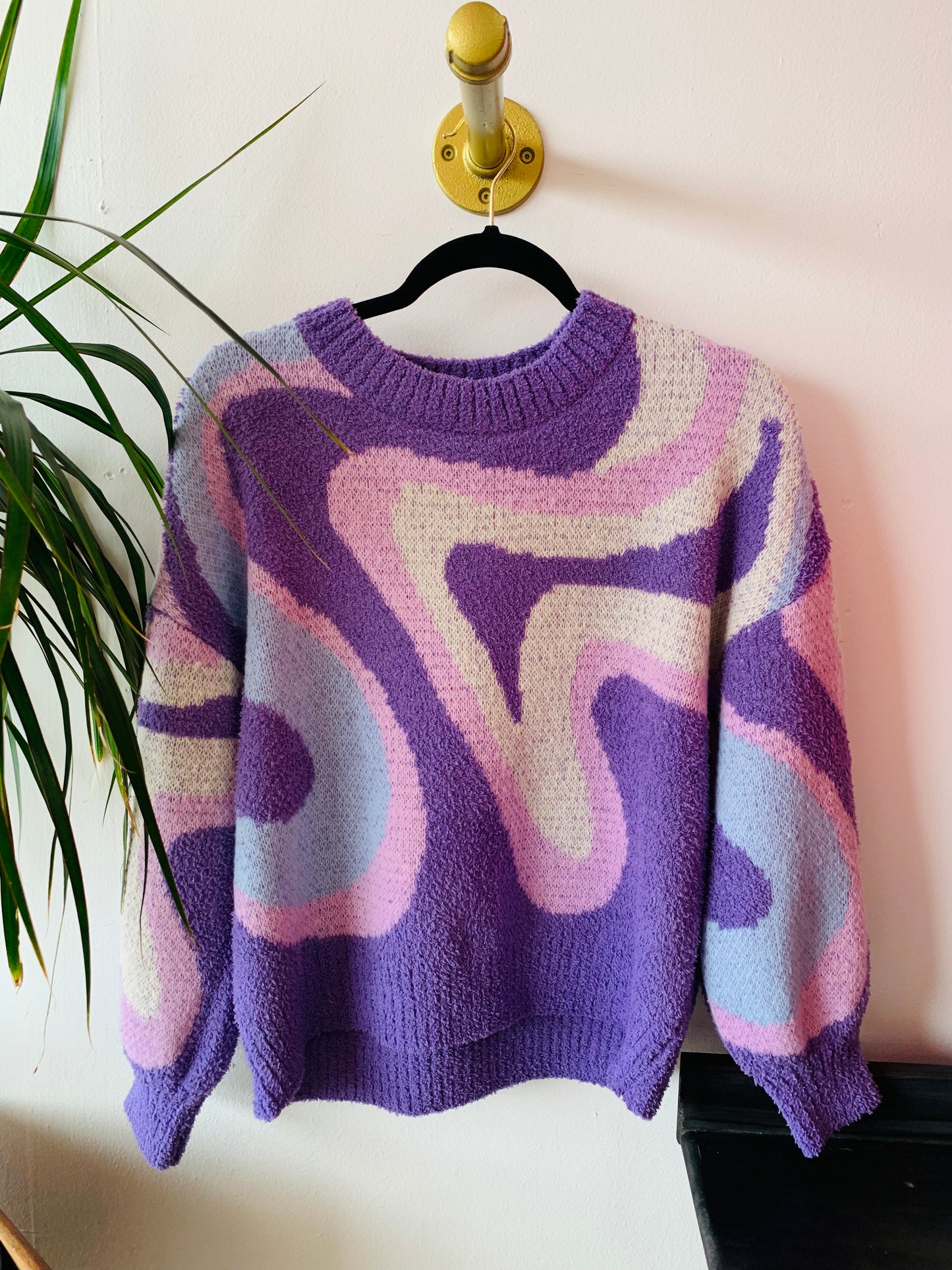 Purple Retro Drop Shoulder Sweater